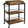 VASAGLE Desserte De Style Industriel, Chariot De Cuisine,avec Plateau Amovible, Avec Pieds Réglables Et Roulettes, Étagère De Cuisine, Structure En Fer, 65 X 40 X 86 Cm, Marron Rustique Par SONGMICS LRC72X - Marron Rustique -SONGMICS Soldes 16804254 1