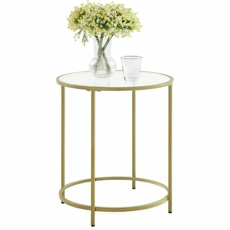 VASAGLE Table D’Appoint Ronde, Plateau En Verre Trempé, Armature Métallique Dorée, Bout De Canapé, Table Console, Table De Chevet, Salon, Balcon, Robuste Et Stable, Décoratif, Doré Par SONGMICS LGT20G - Doré 3 VASAGLE Table D’Appoint Ronde, Plateau En Verre Trempé, Armature Métallique Dorée, Bout De Canapé, Table Console, Table De Chevet, Salon, Balcon, Robuste Et Stable, Décoratif, Doré Par SONGMICS LGT20G - Doré