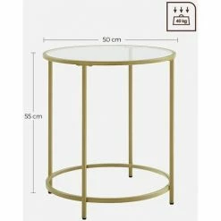 VASAGLE Table D’Appoint Ronde, Plateau En Verre Trempé, Armature Métallique Dorée, Bout De Canapé, Table Console, Table De Chevet, Salon, Balcon, Robuste Et Stable, Décoratif, Doré Par SONGMICS LGT20G - Doré 11 VASAGLE Table D’Appoint Ronde, Plateau En Verre Trempé, Armature Métallique Dorée, Bout De Canapé, Table Console, Table De Chevet, Salon, Balcon, Robuste Et Stable, Décoratif, Doré Par SONGMICS LGT20G - Doré -SONGMICS Soldes 16951903 5