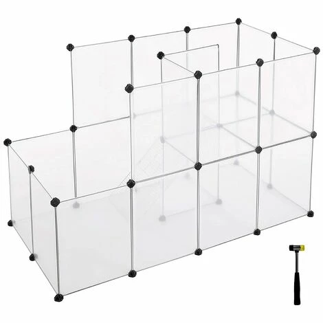 SONGMICS Parc Pour Cochons D'Inde, Avec Échelle, Enclos, Clôture Modulaire, En Plastique, Pour Hamsters, Lapin, Petits Animaux, Transparent LPC03W - Transparent -SONGMICS Soldes 16951908 1