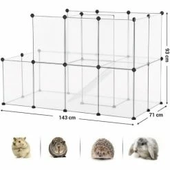 SONGMICS Parc Pour Cochons D'Inde, Avec Échelle, Enclos, Clôture Modulaire, En Plastique, Pour Hamsters, Lapin, Petits Animaux, Transparent LPC03W - Transparent -SONGMICS Soldes 16951908 4