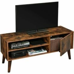 VASAGLE Meuble TV Rustique, Table Basse, Buffet Bas, Style Moderne Du Milieu Du Siècle, Pour Télévision, Console De Jeux, Dans Salon, Salle De Jeu, Bureau, Brun Par SONGMICS LTV09BX - Brun -SONGMICS Soldes 17016754 3