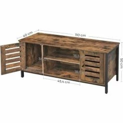 VASAGLE Meuble TV, Support Télévision, Avec étagères Et Placards De Rangement, Portes Persiennes, Pour Salon, Salle De Jeu, Style Industriel, Marron Rustique Par SONGMICS LTV43BX - Marron Rustique -SONGMICS Soldes 17016759 5