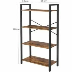 VASAGLE Bibliothèque, Étagère De Rangement à 4 Niveaux, Étagère Échelle, Cadre En Fer, Stable, Chambre, Bureau, Style Industriel, Marron Rustique By SONGMICS LLS60BX - Marron Rustique -SONGMICS Soldes 17045716 5