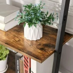 VASAGLE Étagère Échelle De Style Industriel, Bibliothèque, Meuble De Rangement à 5 Niveaux, Étagère Inclinée, Pour Salon, Cuisine, Bureau, Armature En Fer, Stable, Marron Rustique Par SONGMICS LLS46BX - Marron Rustique -SONGMICS Soldes 17221063 4