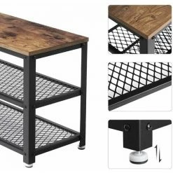 VASAGLE Banc à Chaussures, Étagère à Chaussures à 3 Niveaux, Avec Armature Métallique, 73 X 30 X 45 Cm, Pour Entrée, Salon, Couloir, Style Industriel, Marron Rustique Et Noir Par SONGMICS LBS73X - Vintage, Noir -SONGMICS Soldes 17764892 4