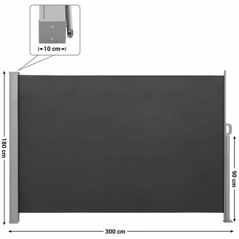SONGMICS 180 X 300 Cm (H X L), Store Latéral Pour Balcon Et Terrasse, Pare-Soleil, Brise-Vue Protection Vie Privée, Gris Anthracite GSA180TG - Gris Anthracite 4 SONGMICS 180 X 300 Cm (H X L), Store Latéral Pour Balcon Et Terrasse, Pare-Soleil, Brise-Vue Protection Vie Privée, Gris Anthracite GSA180TG - Gris Anthracite – Image 2