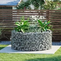 SONGMICS Gabion Rond Pour Pierres, Panier à Pierres Métallique, Maille Fine 2,5 X 10 Cm, Acier Galvanisé Antirouille, 90 X 40 Cm (ø X H), Pour Pierres De 10 Cm, Décoration Jardin, Argent GGB479 - Gris argenté -SONGMICS Soldes 18118534 3