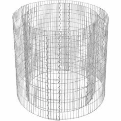 SONGMICS Gabion Rond Pour Pierres, Panier à Pierres Métallique, Maille Fine 2,5 X 10 Cm, Acier Galvanisé Antirouille, 90 X 80 Cm (ø X H), Pour Pierres De 10 Cm, Décoration Jardin, Argent GGB879 - Gris argenté