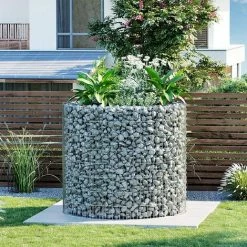 SONGMICS Gabion Rond Pour Pierres, Panier à Pierres Métallique, Maille Fine 2,5 X 10 Cm, Acier Galvanisé Antirouille, 90 X 80 Cm (ø X H), Pour Pierres De 10 Cm, Décoration Jardin, Argent GGB879 - Gris argenté -SONGMICS Soldes 18118545 3