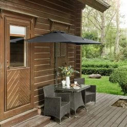 SONGMICS Parasol De Balcon De 2,7 M De Diamètre, Protection Solaire, Ombrelle Avec Manivelle, Protection UPF50 +, Sans Socle, Pour Terrasse, Jardin, Extérieur, Piscine, Plage, Anthracite GPU31GY -SONGMICS Soldes 18241542 2