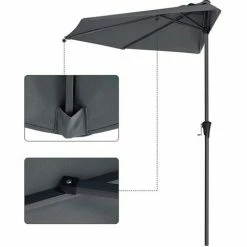 SONGMICS Parasol De Balcon De 2,7 M De Diamètre, Protection Solaire, Ombrelle Avec Manivelle, Protection UPF50 +, Sans Socle, Pour Terrasse, Jardin, Extérieur, Piscine, Plage, Anthracite GPU31GY -SONGMICS Soldes 18241542 4