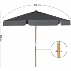 SONGMICS Parasol De Jardin, Ø 300 Cm, Ombrelle Octogonale, Protection Solaire, Anti-UV UPF50+, Mât Et Nervures En Bois, Inclinable, Sans Socle, Pour Terrasse, Balcon, Jardin, Anthracite GPU32GY - Anthracite -SONGMICS Soldes 18271651 5
