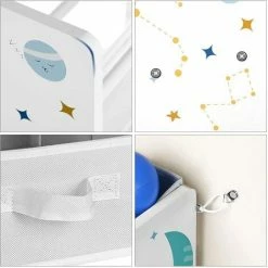 SONGMICS Étagère De Rangement Enfant Pour Jouets Et Livres, 9 Boîtes Amovibles Tissu Non-tissé, Pour Chambre D’Enfant, Salle De Jeux, Garderie, École, 62,5 X 29,5 X 60 Cm, Motif Espace, Blanc GKR33WT - Blanc -SONGMICS Soldes 18286177 4