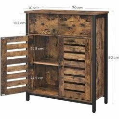 VASAGLE Meuble De Rangement, Placard, Armoire, Avec 1 Tiroir Et étagères, Portes à Persiennes, Pour Salon, Couloir, Cuisine, Bureau, Chambre, Style Industriel, Marron Rustique Par SONGMICS LSC86BX - Marron Rustique -SONGMICS Soldes 18383583 5