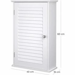 VASAGLE Meuble Mural, Meuble De Rangement Suspendu Pour Salle De Bains, Armoire à Pharmacie Avec Étagère Réglable Et Porte à Persienne, 40 X 16 X 60 Cm, Ligneux, Blanc Par SONGMICS BBC24WT - Blanc -SONGMICS Soldes 18392155 5