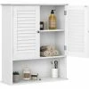 SONGMICS VASAGLE Meuble Mural, Meuble De Rangement Suspendu Pour Salle De Bains, Armoire à Pharmacie Avec Étagère Réglable, Double Porte Et Étagère Ouverte, 60 X 20 X 70 Cm, Ligneux, Blanc BBC27WT - Blanc -SONGMICS Soldes 18392156 1