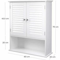 SONGMICS VASAGLE Meuble Mural, Meuble De Rangement Suspendu Pour Salle De Bains, Armoire à Pharmacie Avec Étagère Réglable, Double Porte Et Étagère Ouverte, 60 X 20 X 70 Cm, Ligneux, Blanc BBC27WT - Blanc -SONGMICS Soldes 18392156 5