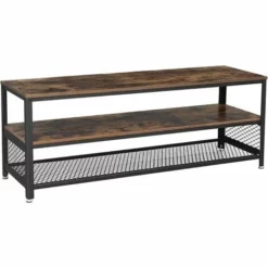 VASAGLE Meuble TV Pour Télévision Jusqu’à 60 Pouces, Modèle Longe, Table Basse, Table De Salon, Armature Métallique, Couleur Boisée, Pour Chambre, Salon, Style Industriel, Marron Rustique Par SONGMICS LTV50BX