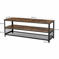VASAGLE Meuble TV Pour Télévision Jusqu’à 60 Pouces, Modèle Longe, Table Basse, Table De Salon, Armature Métallique, Couleur Boisée, Pour Chambre, Salon, Style Industriel, Marron Rustique Par SONGMICS LTV50BX -SONGMICS Soldes 18398938 5