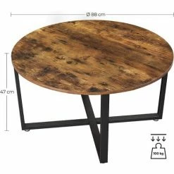 VASAGLE Table Basse Ronde, Table De Salon, Style Industriel, Cadre Métallique Durable, Facile à Assembler, Pour Salon, Chambre à Coucher, Marron Rustique Par SONGMICS LCT88X -SONGMICS Soldes 18408929 5