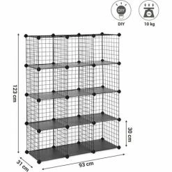 SONGMICS Armoire De Rangement, Étagère, Panneaux En Treillis, 4 Niveaux, 3 Rangs, Grande Capacité, Maillet En Caoutchouc Offert, Dimensions 93 X 31 X 123 Cm (L X L X H), Noir LPI34H - Noir -SONGMICS Soldes 18630586 5