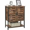 VASAGLE Meuble De Rangement, 70 X 30 X 80 Cm (L X L X H), Portes Persiennes, Style Industriel, Marron Rustique, Noir Par SONGMICS LSC77BX - Marron Rustique, Noir -SONGMICS Soldes 18745036 1