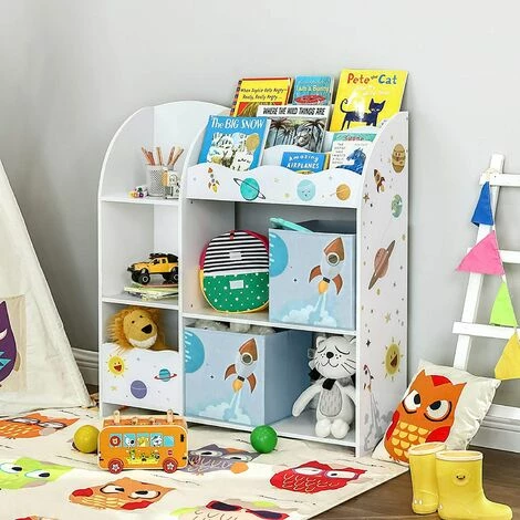 SONGMICS Étagère De Rangement Pour Jouets Enfant Et Livres, Meuble De Rangement Multifonctionnel, Avec 2 Tiroirs En Tissu, Thème Planètes, Pour Salle De Jeux, Chambre Enfant, Salon, Blanc GKR42WT - Blanc 5 SONGMICS Étagère De Rangement Pour Jouets Enfant Et Livres, Meuble De Rangement Multifonctionnel, Avec 2 Tiroirs En Tissu, Thème Planètes, Pour Salle De Jeux, Chambre Enfant, Salon, Blanc GKR42WT - Blanc – Image 3