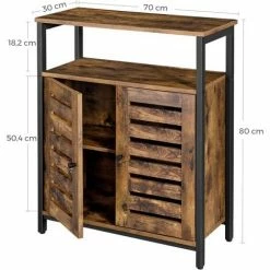 VASAGLE Placard, Buffet, Console, Armoire Avec Emplacement Et Portes Persiennes, Multifonctionnel, Salon, Chambre, Couloir, Design Industriel, Marron Foncé Par SONGMICS LSC76BX - Marron Foncé -SONGMICS Soldes 19195555 5