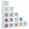 SONGMICS Meuble De Rangement Enfant 15 Cubes, Armoire Modulable Avec Portes, Étagère En Plastique, Pour Vêtements, Chaussures, Jouets, Sacs D'école, 123 X 31 X 123 Cm, Blanc LPC902W - Blanc -SONGMICS Soldes 19225385 1