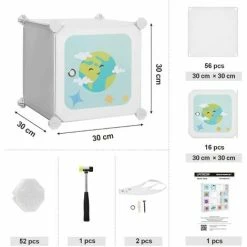 SONGMICS Meuble De Rangement Enfant 15 Cubes, Armoire Modulable Avec Portes, Étagère En Plastique, Pour Vêtements, Chaussures, Jouets, Sacs D'école, 123 X 31 X 123 Cm, Blanc LPC902W - Blanc -SONGMICS Soldes 19225385 5