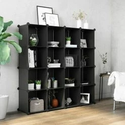 SONGMICS Meuble De Rangement à 15 Cubes, Organisateur Modulable, Étagère En Plastique PP, Séparateur De Placard, Rangement Chaussures, Pour Chambre, Bureau, Noir LPC44BK - Noir -SONGMICS Soldes 19225386 3