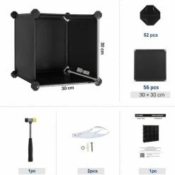 SONGMICS Meuble De Rangement à 15 Cubes, Organisateur Modulable, Étagère En Plastique PP, Séparateur De Placard, Rangement Chaussures, Pour Chambre, Bureau, Noir LPC44BK - Noir -SONGMICS Soldes 19225386 4
