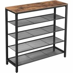 VASAGLE Étagère à Chaussures, Meuble à Chaussures à 4 Niveaux Et Grande Surface Pour Sac, Pour Entrée, Couloir, Métal, Style Industriel, Marron Rustique Par SONGMICS LBS15BX - Marron Rustique