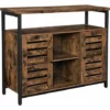 VASAGLE Meuble De Rangement, Buffet, Meuble De Cuisine, Avec Placard Et étagères, Portes à Persiennes, Pour Salle à Manger, Salon, Couloir, Chambre, Style Industriel, Marron Rustique Par SONGMICS LSC79BX - Marron Rustique -SONGMICS Soldes 19305046 1