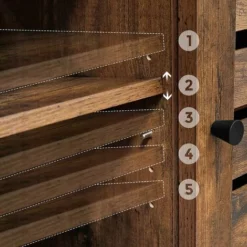 VASAGLE Meuble De Rangement, Buffet, Meuble De Cuisine, Avec Placard Et étagères, Portes à Persiennes, Pour Salle à Manger, Salon, Couloir, Chambre, Style Industriel, Marron Rustique Par SONGMICS LSC79BX - Marron Rustique -SONGMICS Soldes 19305046 4