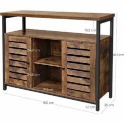 VASAGLE Meuble De Rangement, Buffet, Meuble De Cuisine, Avec Placard Et étagères, Portes à Persiennes, Pour Salle à Manger, Salon, Couloir, Chambre, Style Industriel, Marron Rustique Par SONGMICS LSC79BX - Marron Rustique -SONGMICS Soldes 19305046 5