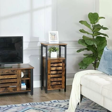 VASAGLE Meuble De Rangement, Armoire De Rangement, Style Industriel, Table D’appoint, Bout De Canapé, Pour Salon, Chambre, Couloir, 37 X 30 X 81 Cm, Vintage Marron Rustique Par SONGMICS LSC34BX - Marron Rustique 5 VASAGLE Meuble De Rangement, Armoire De Rangement, Style Industriel, Table D’appoint, Bout De Canapé, Pour Salon, Chambre, Couloir, 37 X 30 X 81 Cm, Vintage Marron Rustique Par SONGMICS LSC34BX - Marron Rustique – Image 3