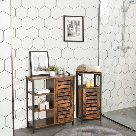 VASAGLE Meuble De Rangement, Armoire De Rangement, Style Industriel, Table D’appoint, Bout De Canapé, Pour Salon, Chambre, Couloir, 37 X 30 X 81 Cm, Vintage Marron Rustique Par SONGMICS LSC34BX - Marron Rustique 6 VASAGLE Meuble De Rangement, Armoire De Rangement, Style Industriel, Table D’appoint, Bout De Canapé, Pour Salon, Chambre, Couloir, 37 X 30 X 81 Cm, Vintage Marron Rustique Par SONGMICS LSC34BX - Marron Rustique – Image 4