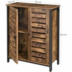 VASAGLE Placard, Meuble De Rangement, Buffet, Armoire Avec Portes Persiennes, Multifonctionnel, Salon, Chambre, Couloir, Design Industriel, Marron Rustique Par SONGMICS LSC78BX - Marron Rustique -SONGMICS Soldes 19305053 5
