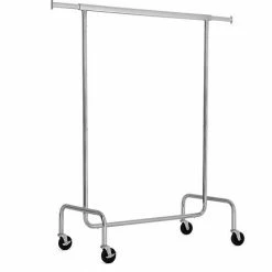 SONGMICS Portant à Vêtement Télescopique Réglable Avec Roulettes Charge Max 130kg Métal Chromé HSR11S - Argent