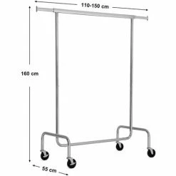SONGMICS Portant à Vêtement Télescopique Réglable Avec Roulettes Charge Max 130kg Métal Chromé HSR11S - Argent -SONGMICS Soldes 19326316 5