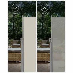 SONGMICS 180 X 400 Cm (H X L), Store Latéral Pour Balcon Et Terrasse, Pare-Soleil, Brise-Vue Protection Vie Privée, Beige GSA184E01 - Beige -SONGMICS Soldes 19549063 3