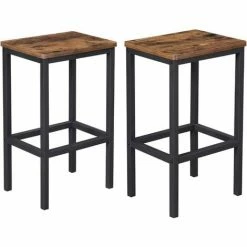 SONGMICS Lot De 2 Chaises De Bar, Tabourets Hauts De Style Industriel, Pour Cuisine, Salle à Manger, Salon, Marron Rustique LBC65X - Marron Rustique