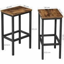 SONGMICS Lot De 2 Chaises De Bar, Tabourets Hauts De Style Industriel, Pour Cuisine, Salle à Manger, Salon, Marron Rustique LBC65X - Marron Rustique -SONGMICS Soldes 19594378 5