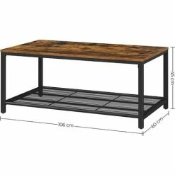 SONGMICS Table Basse, Table De Salon, Avec Étagère En Maille, Large Espace De Rangement, Montage Facile, Stable, Style Industriel, Marron Rustique LCT64X -SONGMICS Soldes 19628903 5