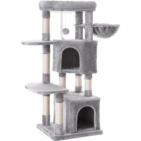 FEANDREA Arbre à Chat Tout Doux, Tour De Jeux 120 Cm, Gris Clair Par SONGMICS PCT80W - Gris Clair 3 FEANDREA Arbre à Chat Tout Doux, Tour De Jeux 120 Cm, Gris Clair Par SONGMICS PCT80W - Gris Clair