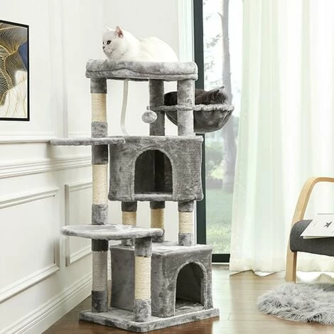 FEANDREA Arbre à Chat Tout Doux, Tour De Jeux 120 Cm, Gris Clair Par SONGMICS PCT80W - Gris Clair 4 FEANDREA Arbre à Chat Tout Doux, Tour De Jeux 120 Cm, Gris Clair Par SONGMICS PCT80W - Gris Clair – Image 2