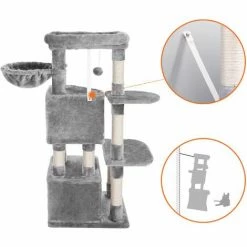 FEANDREA Arbre à Chat Tout Doux, Tour De Jeux 120 Cm, Gris Clair Par SONGMICS PCT80W - Gris Clair 10 FEANDREA Arbre à Chat Tout Doux, Tour De Jeux 120 Cm, Gris Clair Par SONGMICS PCT80W - Gris Clair -SONGMICS Soldes 19656345 4