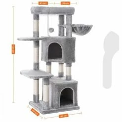 FEANDREA Arbre à Chat Tout Doux, Tour De Jeux 120 Cm, Gris Clair Par SONGMICS PCT80W - Gris Clair 11 FEANDREA Arbre à Chat Tout Doux, Tour De Jeux 120 Cm, Gris Clair Par SONGMICS PCT80W - Gris Clair -SONGMICS Soldes 19656345 5